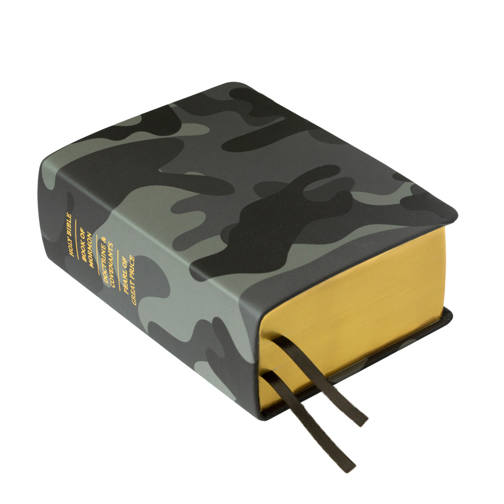 Midnight Camo LDS Scriptures | Leather Quad, Custom Name, Ribbon